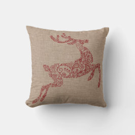 Almofada Burlap Red Reindeer