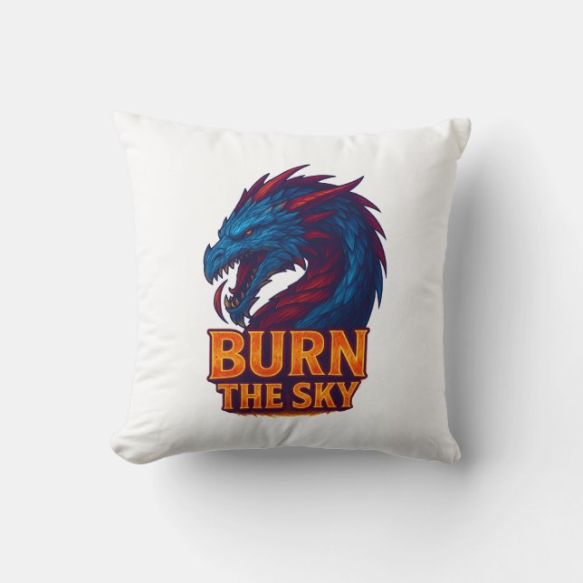 Almofada Burn the Sky – Epic Dragon Fire Fantasy (Frente)