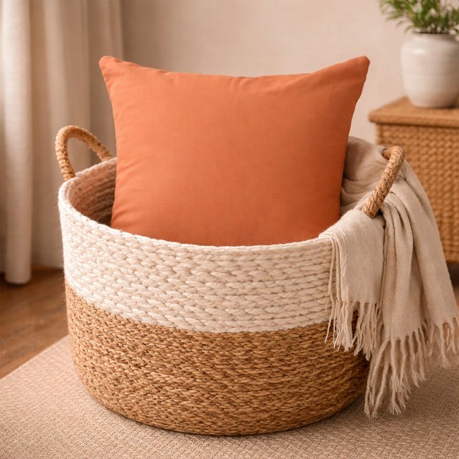 Almofada Burnt Terracotta Orange Solid Accent (Criador carregado)