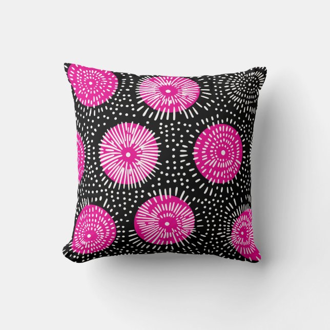 Almofada Burst de rabo preto rosa e branco (Frente)