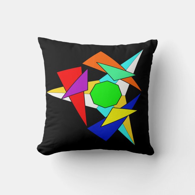 Almofada Burst geométrico multicolorido (Frente)