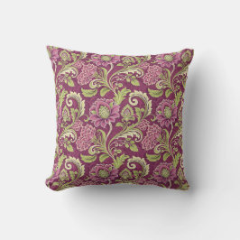 Almofada Burundy & Green Floral Damask