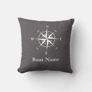 Almofada Bússola náutica - personalize o nome do barco