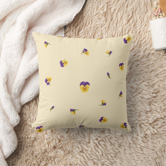 Almofada Butter Cream Yellow Purple Viola Floral Pattern (Cobertor)