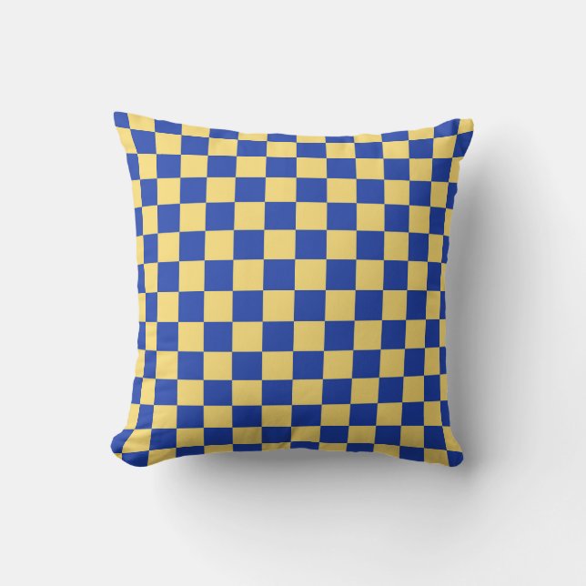 Almofada Butter yellow and blue checkered board pattern (Frente)