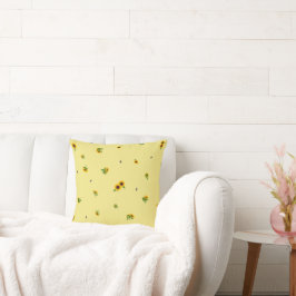 Almofada Butter Yellow Japanese Sunflower Floral Pattern