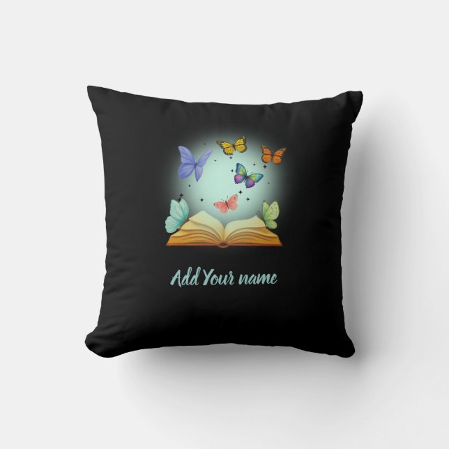 Almofada Butterflies in Book Throw Pillow (Frente)