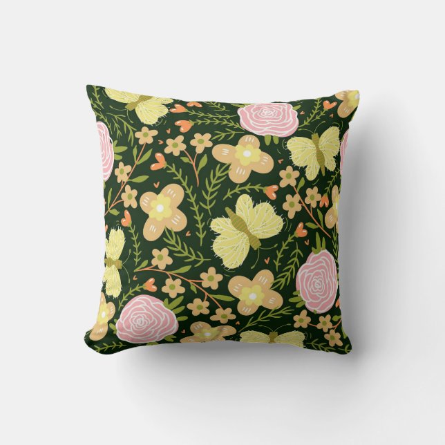 Almofada BUTTERFLIES n FLOWERS THROW PILLOW (Frente)