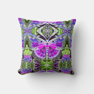 Almofada Butterfly e Medallion Batik Patterno em Violet