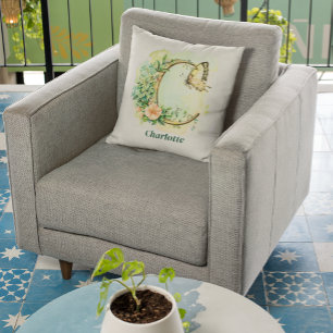 Almofada Butterfly Personalizada - Letra C Monograma