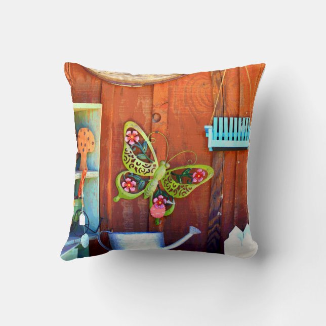 Almofada Butterfly Throw Pillow 16" x 16" (Verso)