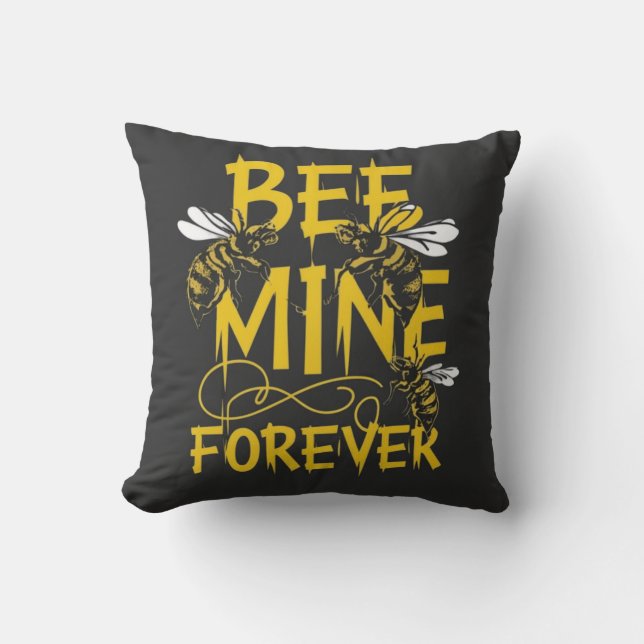 Almofada Buzzing Romance: Abelha Mina para sempre Design (Frente)