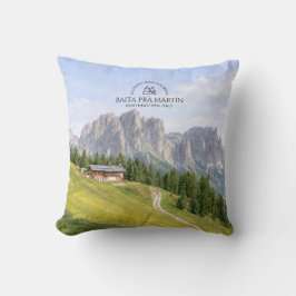 Almofada Cabana Alpina nos Dolomitas Aquarela Paisagem Natu