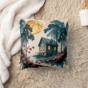 Almofada Cabana ao Luar Floresta Japonesa Arte (1)