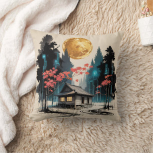 Almofada Cabana ao Luar Floresta Japonesa Arte (9)