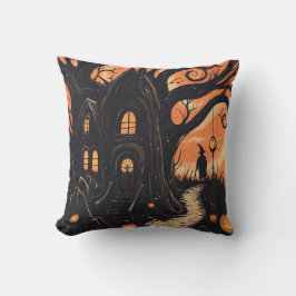 Almofada Cabana da Bruxa Árvore Retorcida Halloween Sinistr
