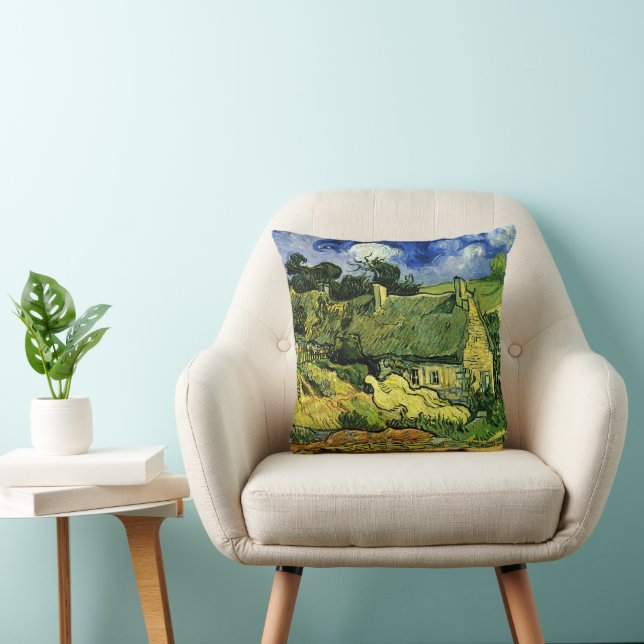 Almofada Cabanas de Colmo, Cordeville por Vincent van Gogh (Cadeira)