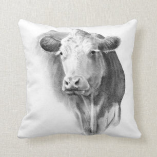 Almofada Cabeça da vaca no lápis: Arte do realismo: