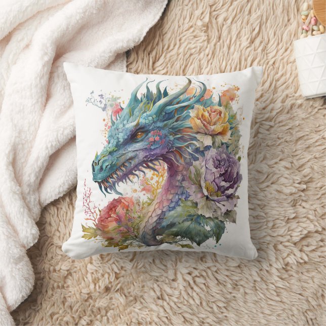 Almofada Cabeça de Dragão com Flores (Cobertor)