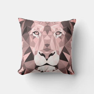 Almofada Cabeça de Leão Geométrico Rosa Regal