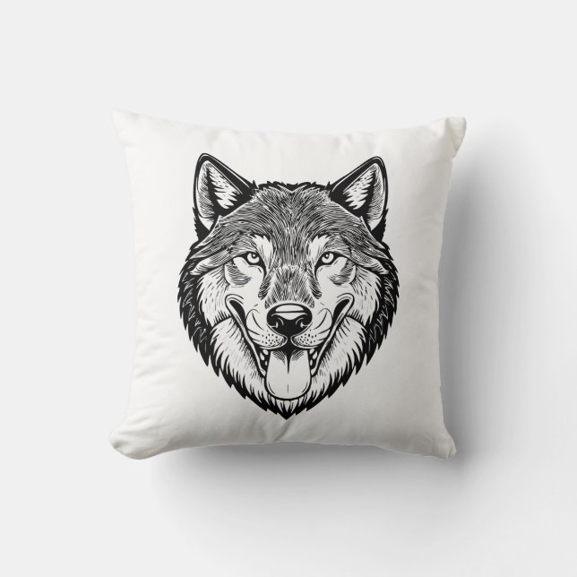 Almofada Cabeça de lobo de frente (Frente)