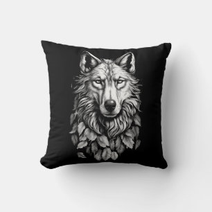 Almofada cabeça de lobo deixa desenho de arte original anim