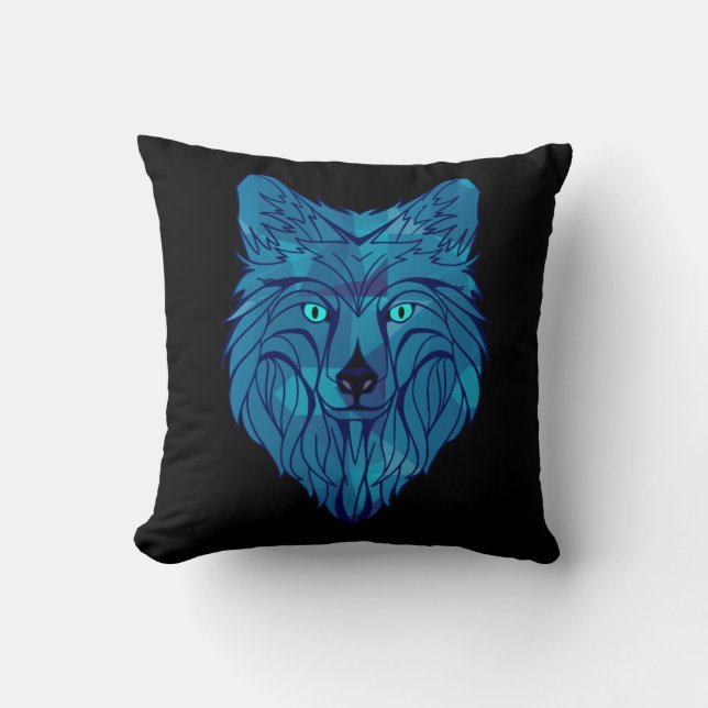Almofada Cabeça de Lobo Poli Azul (Frente)