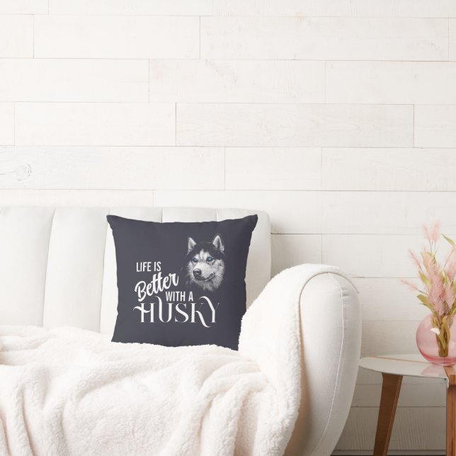 Almofada Cabeça De Retrato Irmão Husky Com Olhos Azuis (Sofá)