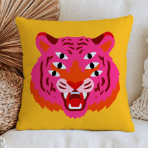 Cabeça de Tigre Rugindo Funky em Amarelo Maximalis