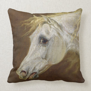 Almofada Cabeça de um cavalo árabe cinzento (óleo em can