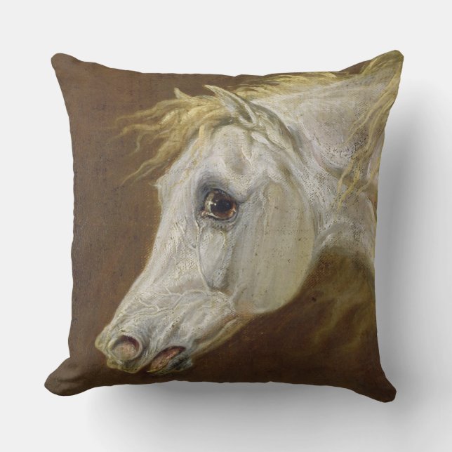Almofada Cabeça de um cavalo árabe cinzento (óleo em canvas (Frente)