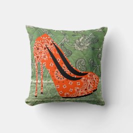 Almofada Cabeçalhos Vermelhos Negros com Paisley Design 16 