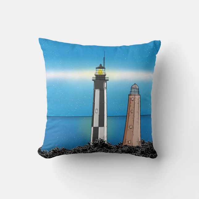 Almofada Cabo Henry Lighthouds à noite (Frente)