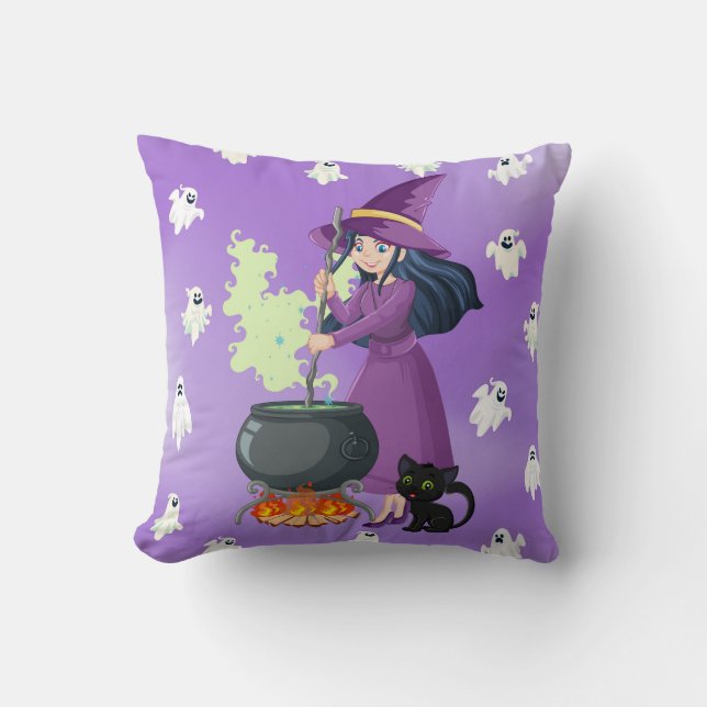 Almofada Cabra de travesseiro decorativo-bruxa do Halloween (Frente)