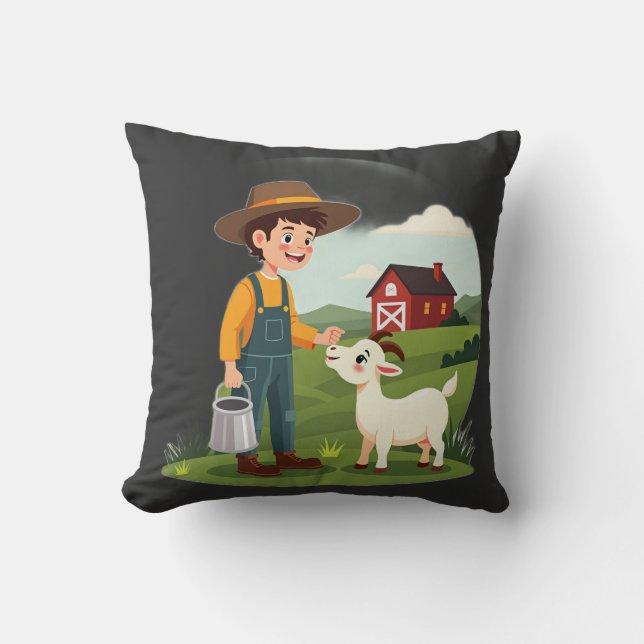 Almofada Cabrito Menino Fazendeiro Fofo (Frente)