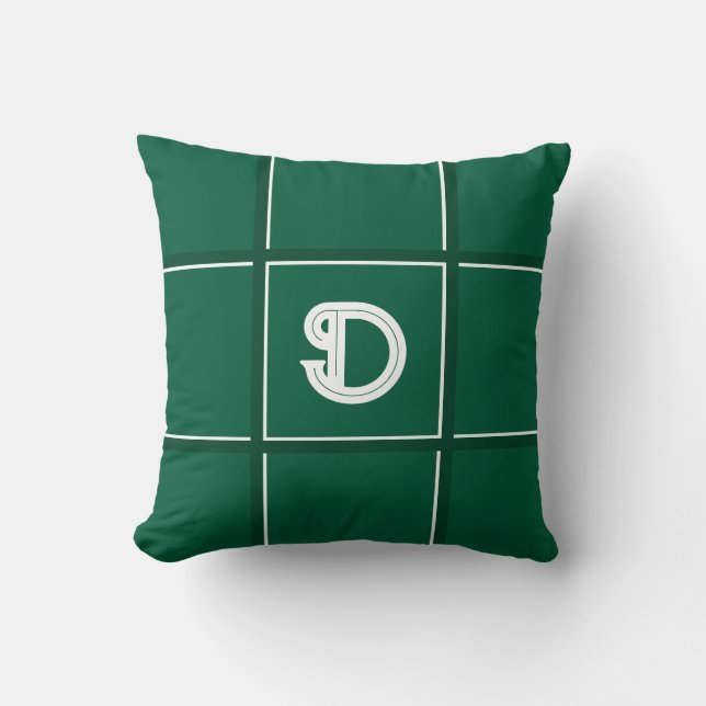 Almofada Caça Verde e Inicial Decorativa Branca (Frente)