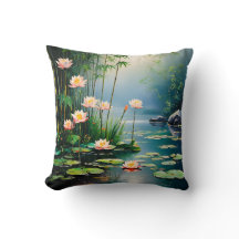 Caçados de bambu e flores de lótus