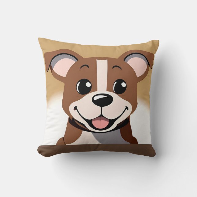Almofada Cachorrinho Engraçado Sorridente para Amantes de C (Frente)