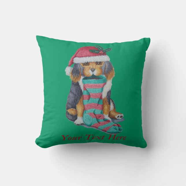 Almofada cachorrinho preto e marrom bonitinho no natal (Frente)