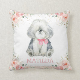 Almofada Cachorro Adorável Cachorro Vermelho Cinza Rosa