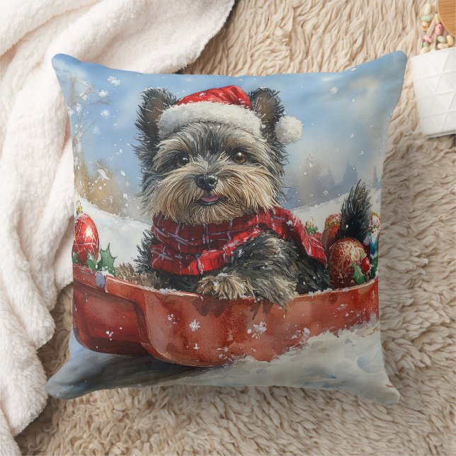 Almofada Cachorro Affenpinscher no Trenó Deixe Nevar Natal (Cobertor)