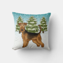Cachorro Airedale Terrier na Floresta de Inverno N