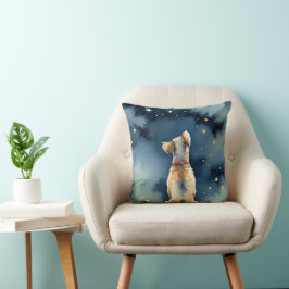 Almofada Cachorro Aquarela Estrelando Estrelas