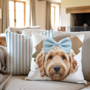 Almofada Cachorro Azul Pincelada de Foto Personalizada Chic