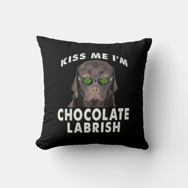 Almofada Cachorro | Beije-me Sou Chocolate Labrish (Frente)
