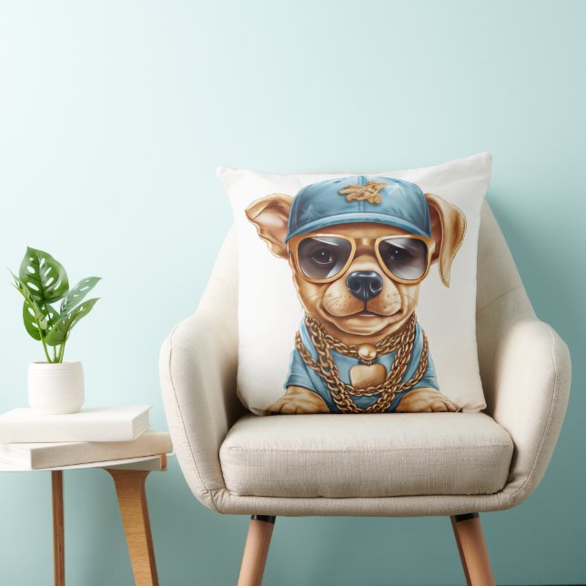 Almofada CACHORRO BONITO DE GANGSTER EM ROUPAS E chapéus (Cadeira)