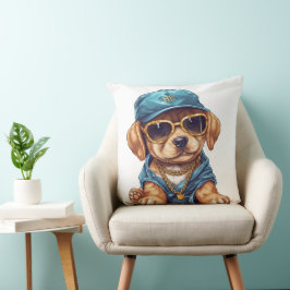 Almofada CACHORRO BONITO DE GANGSTER EM ROUPAS E chapéus