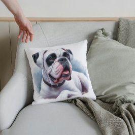 Almofada Cachorro Branco Elegante - Estilo de Aquarela