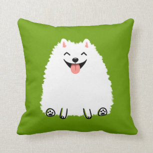 Almofada Cachorro Branco Engraçado Pomeraniano