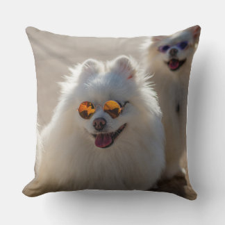 Almofada Cachorro Branco Fofo e Divertido com Óculos de Sol